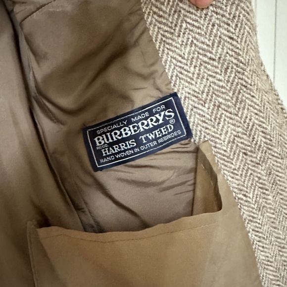 Vintage Burberrys Harris Tweed Jacket Beige Tan Small - Picture 6 of 16